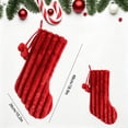 thumbnail image 3 of 1 Pack Red Striped Plush Christmas Stocking, Faux Fur Cuff Large Capacity Xmas Hanging Stocking, Washable Reusable Festive Gift Pouch for Fireplace & Christmas Tree Holiday Decoration, 3 of 7