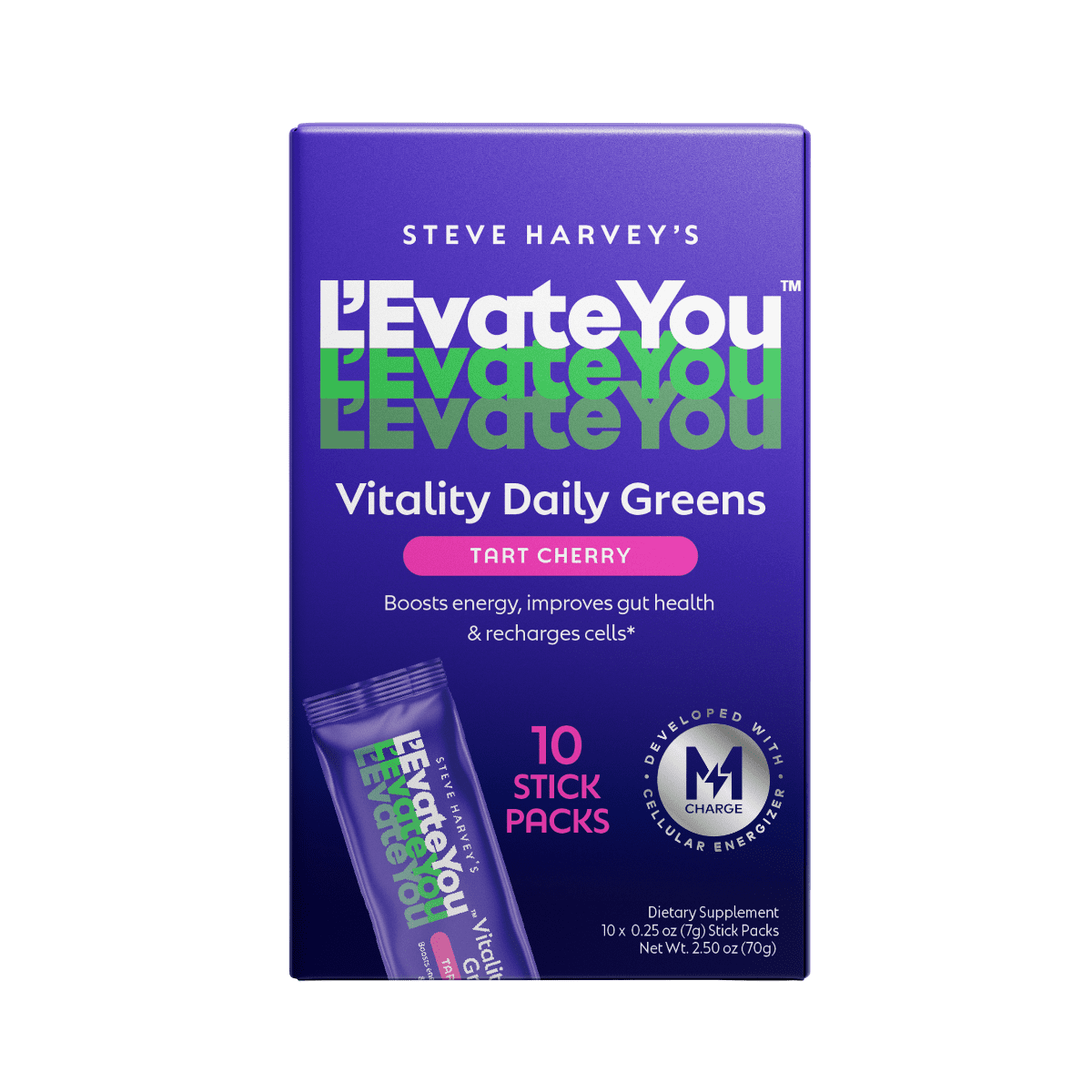 (2 pack) L'Evate You Vitality Daily Greens - Dietary Supplement - Tart Cherry - 10 Count