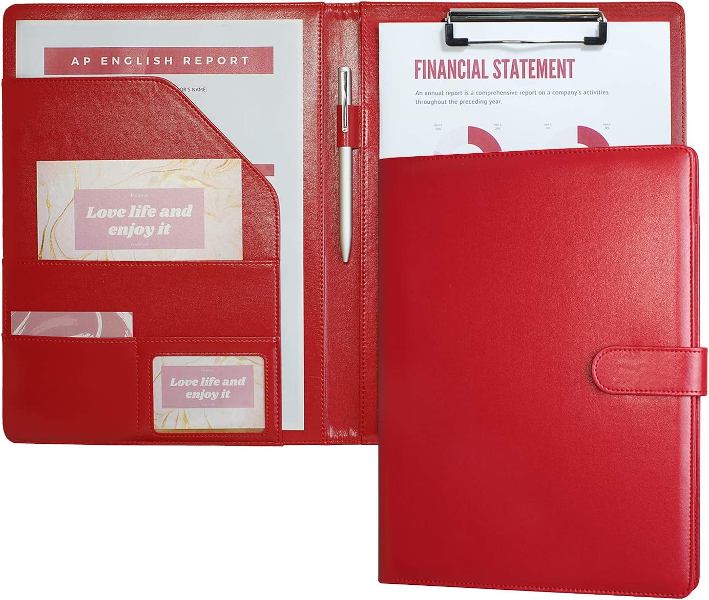 HL Padfolio Clipboard Folder Portfolio, Faux Leather Storage Clipboard