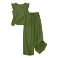 thumbnail image 7 of HAYIMI Womens Plus Size Outfits Sets 2 Pieces Elegant Casual Fly Sleeve Shirts Tops And Trousers Lightweight Comfortable Everyday For Warm Weather Modern Relaxed Fit Solid Color Classic Clothing Sets, 7 of 7