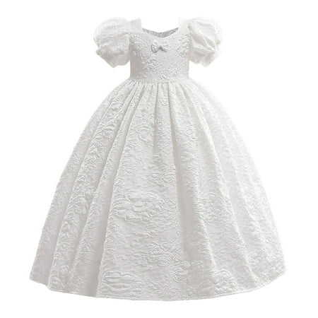 

APEXFWDT 5-12T Toddler Girl Bowknot Tutu Gown Puff Sleeve Tulle Dress Baby Party Dresses Holiday Girl Flower A-line Pageant Wedding Birthday Formal Dress