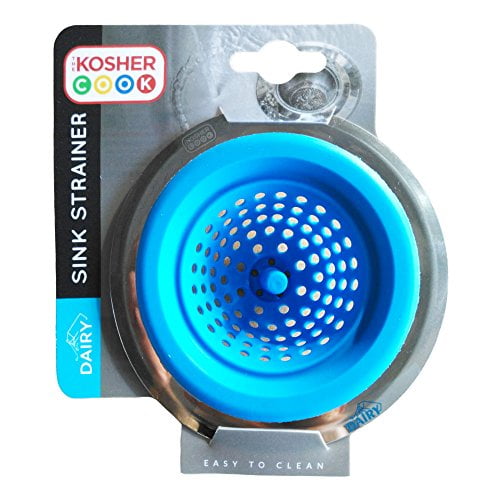 Large Wide Rim Durable Silicone Dairy Blue Kitchen Sink Strainer Drains Water Fast and Efficiently Color Coded Kitchen Tools by The Kosher Cook 