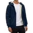thumbnail image 5 of Men's Casual Zip Up Sherpa Lined Hoodie Sweatshirt Jacket (Navy M), 5 of 5