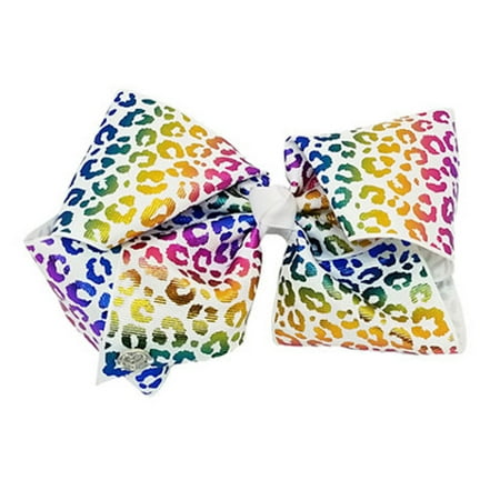 JoJo Siwa Large Cheer Hair Bow (Rainbow Cheetah) (Best Bows For Babies)