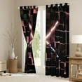 thumbnail image 3 of Erosebridal Laser Lights Game Curtains Pack of 2 (38x54),Geometric Geometry Buffalo Black Out Curtains,Neon Pink Curtains for Living Room For Youth,Super Cozy Room Decoration, 3 of 7