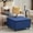 Blue, variant on Tbfit Large Square Storage Ottoman Bench, Button Tufted Upholstered Coffee Table Ottoman with Wooden Legs, Oversized Storage Ottomans Toy Box Footrest for Living Room, Brown