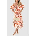 thumbnail image 4 of PRETTYGARDEN Women's Summer Boho Midi Dress Off Shoulder Puff Sleeve Print Smocked Ruffle Beach Long Flowy Dresses, 4 of 7