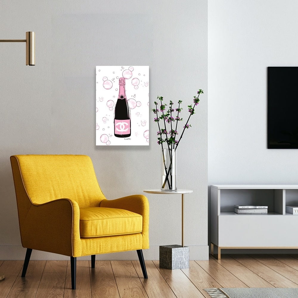 Fashion Glam Champagne Bottle - 14"X14" Canvas Artwork 16 x 20