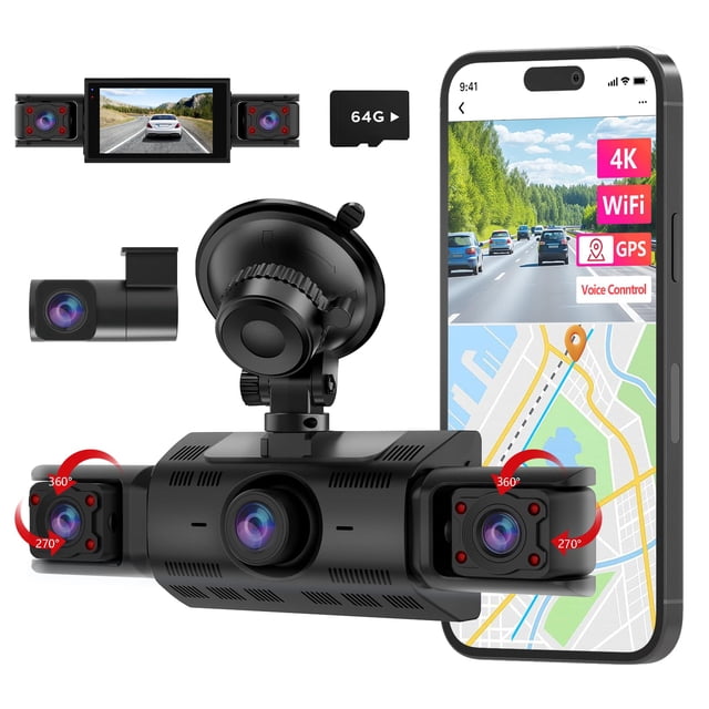 Cámara frontal y trasera Dash Cam CATCATCH C4 4K con vista de 360°