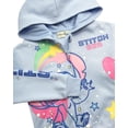 thumbnail image 3 of Sudadera con capucha Disney Lilo and Stitch con cremallera para niñas, azul claro, 3 of 7