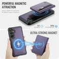 thumbnail image 3 of For Samsung Galaxy S25+ 5G Phone Case Compatible With MagSafe 2 In 1 Wallet With Card Holder,PU Leather Case,RFID Blocking Ring Holder Kickstand Wrist Strap Magnetic Protective Women Men Cover,Purple, 3 of 8