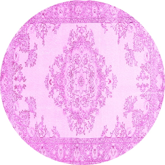 Ahgly Company Indoor Round Abstract Pink Contemporary Area Rugs, 8' Round