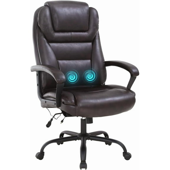 FDW Big and Tall Ergonomic Office Chair, Lumbar Support, Massage Arm Chair for Men, Women(Brown)