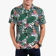 thumbnail image 3 of Balery Tropical Leaves Printed Men’s Short Sleeve Polo Shirt, Midweight Men's Shirt,Golf Polo shirts -, 3 of 9