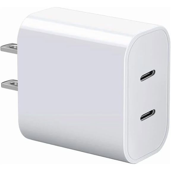 Dual USB C Charger Block for Apple Watch Series 11 10 iWatch iPhone iPad AirPods Pro,Wireless Charger Pad, Type C Fast Charging 20W PD Power Adapter Plug Fast Charging Cube 1Pack White