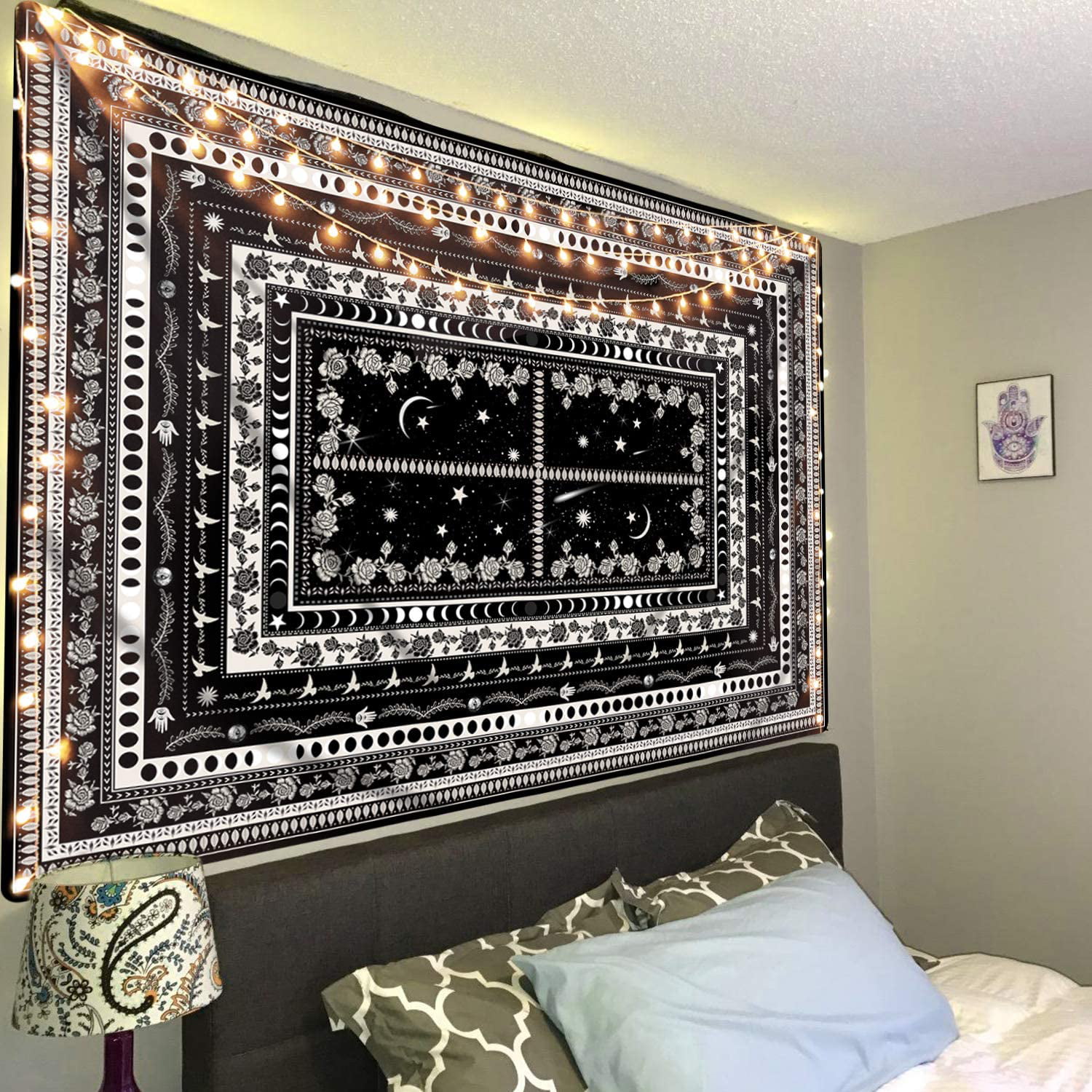 Moon Night Sky Tapestry Wall Hanging Mandala Bedspread Rug Home Art Poster Decor 