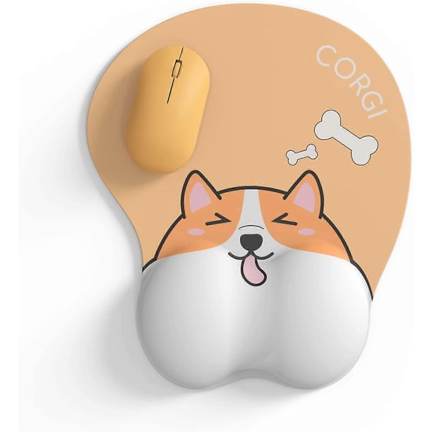 Cute Mouse Pad with Wrist Support, 3D Animal Kawaii Mouse Pad, Non-Slip PU Base Ergonomic Gel Mouse Pad Wrist Support for Gaming Office Computer Lapto