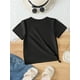thumbnail image 2 of Camiseta de punto con estampado de rana de verano para niña: cuello redondo, manga corta, tejido elástico, lavable a máquina., 2 of 5