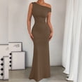 thumbnail image 5 of Nxznwn Women's One Shoulder Mermaid Maxi Dresses Ruched Bodycon Formal Evening Gown Elegant Wedding Guest Cocktail Party Long Dress, 5 of 8