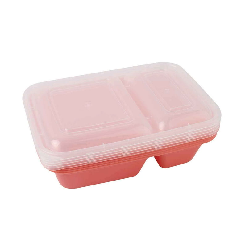 Mainstays 2 Compartment 3.78Cups Meal Prep Container, Coral Bell