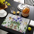 thumbnail image 3 of Spring Easter Placemats Set of 6, Purple Floral Summer Botanical Vintage Placemats for Dining Table, Place Mats for Kitchen Tabletop, Waterproof Wipeable Dining Table Mats Set, 3 of 9