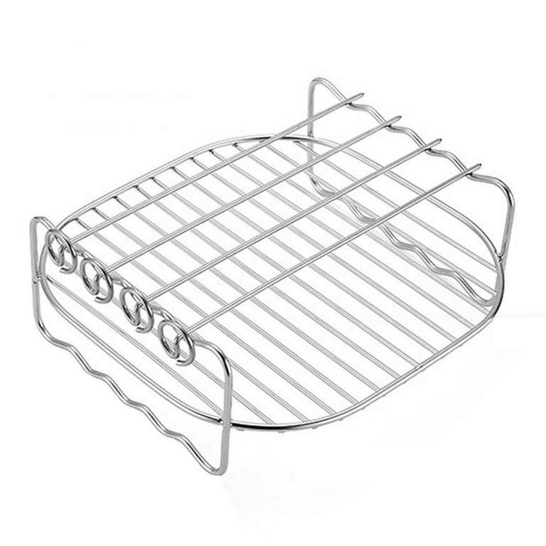 Air Fryer Accessories With Skewers, Double Layer Stainless Steel Airfryer  Grill, Multi-purpose Rack Stand For Cooking Steaming Baking, 6, 7, 8 Inche