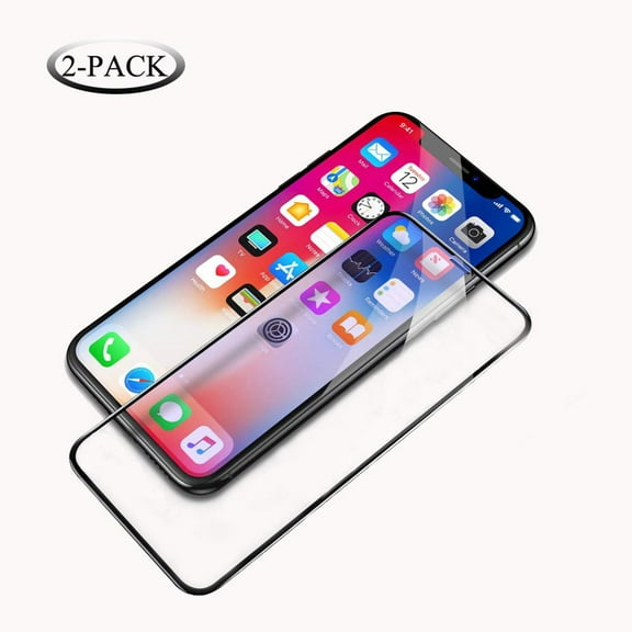 2 Pack Tempered Glass Screen Protector For iPhone XS & iPhone X [Case Friendly][Full Screen Coverage][HD Clear][9H Hardness][Anti-Fingerprint], Black