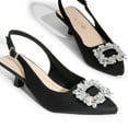 thumbnail image 4 of Women's Pointed Toe Slingback Kitten Heels With Rhinestone Buckle, 4 of 7