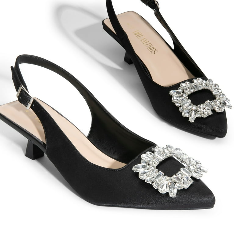 靴 Handmade Kitten Heel Buckle Slingback Handmade Kitten Heel Buckle Slingback