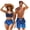 Blue Galaxy Meteor, variant on Silver Fern High Waist Bikini Sets for Women Summer Beach Two Piece Swimsuit or Mens Swim Trunks Drawstring ,Couples Hawaiian Aloha Luau Swimwear