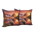 thumbnail image 5 of Ambesonne Lake Throw Pillow Cover Pack of 2, Lonely Boat Mountain Landscape, 2 Pcs-16"x16", Olive Green and Burnt Sienna, 5 of 5