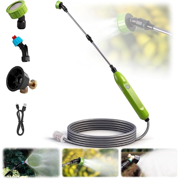Garden Sprayer, Portable Electric Sprayer with 16ft Hose and 3 Nozzles for Watering Lawns and Garden Plants