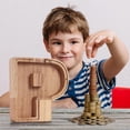 thumbnail image 3 of SDNall Personalized Wooden Name Money Box Wooden Deposit Box Twenty Six English Letters, 3 of 9