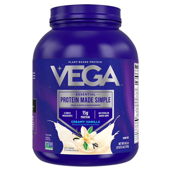 Vega Protein Made Simple Plant Based Protein Powder, Vanilla, 70 Servings (64.1oz)