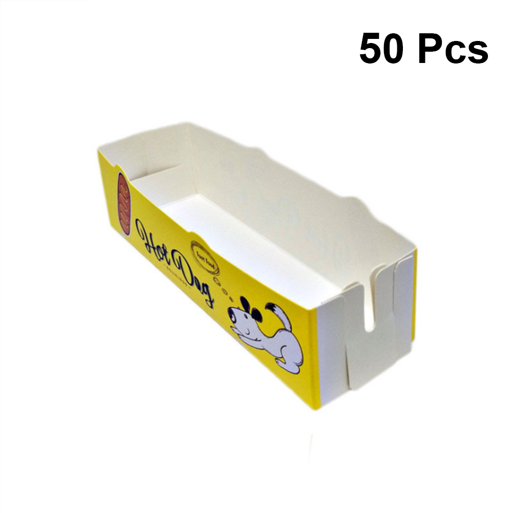 Frcolor 50Pcs Disposable Paper Food Serving Tray Foldable Coating Snack