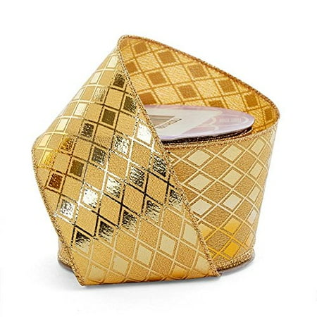 Christmas Garland Bows Metallic Gold Harlequin Christmas Ribbon - 2 1/2