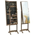 thumbnail image 1 of CoSoTower Lockable Mirror Jewelry Cabinet, Full-Length Mirror and Jewellery Storage with 3 Adjustable Angles, Rustic Brown, 1 of 7