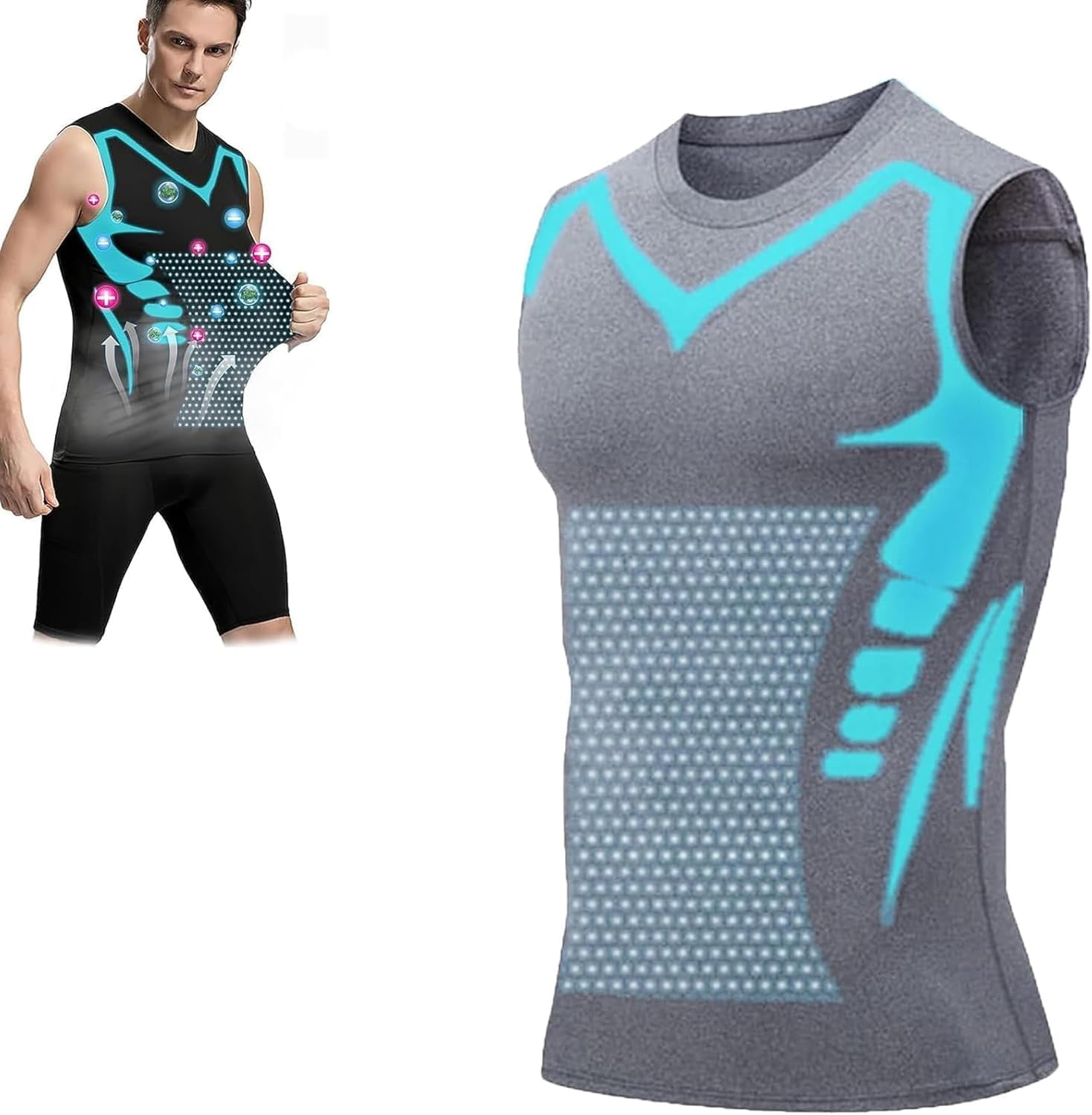 Evolv-Off Compression Shirt, V-Boost 2025 New Version Ionic Shaping Sleeveless Shirt for Men Build a Toned Body