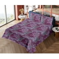 thumbnail image 4 of Ambesonne Tropical Fitted & Flat Sheet with Shams 4 Pcs Set, Vintage Palm Leaves Plot, Calking, Cadet Blue and Pale Purple, 4 of 5