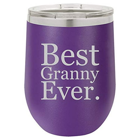 12 oz Double Wall Vacuum Insulated Stainless Steel Stemless Wine Tumbler Glass Coffee Travel Mug With Lid Grandma Best Granny Ever