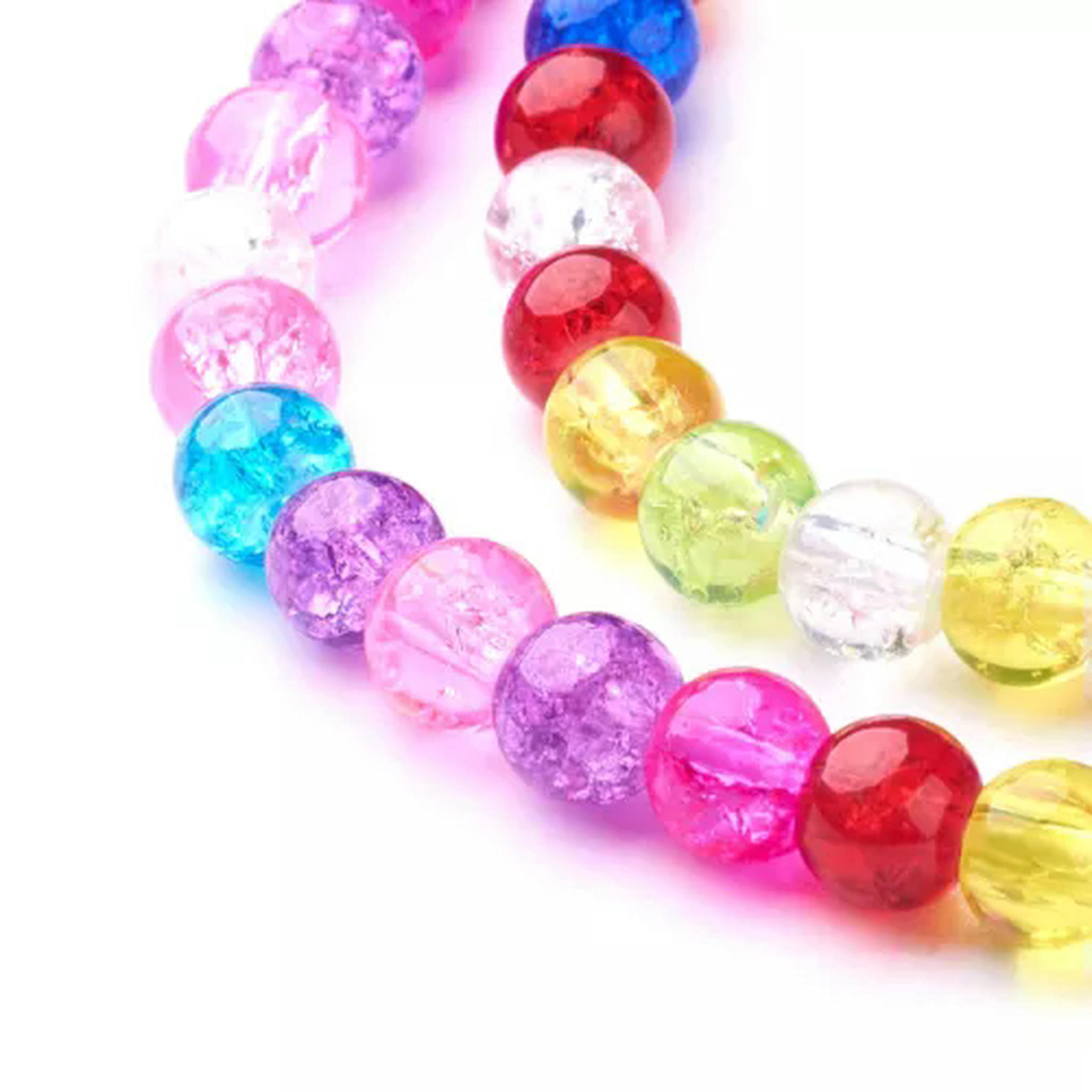 U8MO Transparent Crackle Glass Beads Strands Smooth Round Loose Beads Spacer 6mm-1 strand