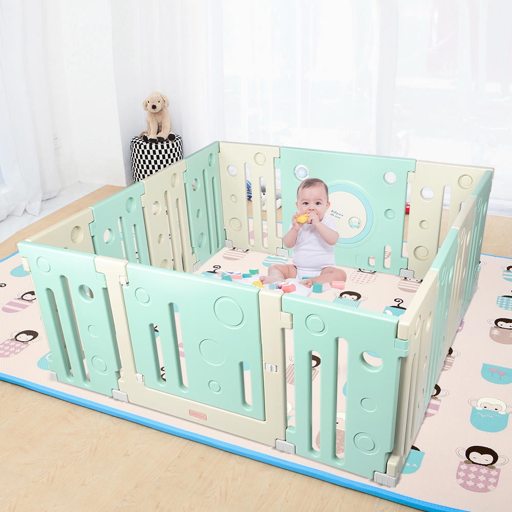 14 Pannel Baby Playpen Sturdy Play Yard Kids Safety Gate Activity