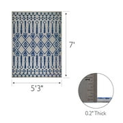 Leick Home 594960 Cusp Gray with Blue Indoor Outdoor Area Rug 5'3"x7'