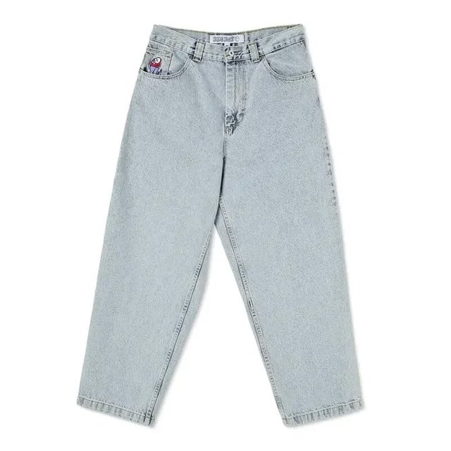 Vaqueros holgados azules, vaqueros bordados de Hip Hop para niño grande, vaqueros de calle Harajuku