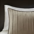 thumbnail image 4 of Madison Park Queen Faux Suede Comforter Set 7-Piece Blocks Design Pieced All Season Bedding Set, Beige, 4 of 5