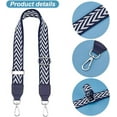 thumbnail image 4 of Correa cruzada de poliéster de 3355 pulgadas, 1.5 pulgadas de ancho, ajustable, de repuesto para bolso o cartera, con estampados blancos y azules y hebilla plateada., 4 of 6