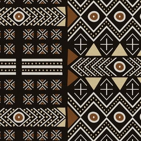 1 Yard 100% Cotton African Mudcloth 1, Black, 44" Wide for Quilting & Sewing by David Textiles