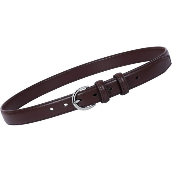 WERFORU Women Leather Belt Skinny Dress Belt for Jeans Pants with Silver Buckle