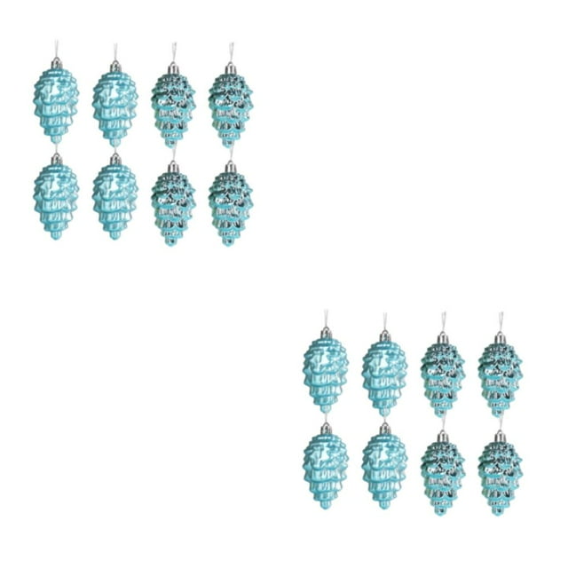 Destyer 8pack/lot Pine Cone Decorations Festive Pine Cone Pendant To Add Joy To Tree Lake Blue 2Set
