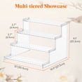 thumbnail image 3 of Lifewit 4 Tier Clear Display Risers Stand with Decorative Fences, Plastic Perfume Organizer, Display for Figures, Cupcake, Dessert, Desktop Stand for Organization and Decor, 2 pack, 12inch, 3 of 9